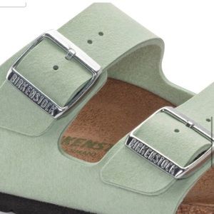 Birkenstock Arizona vegan sandals. Matcha.